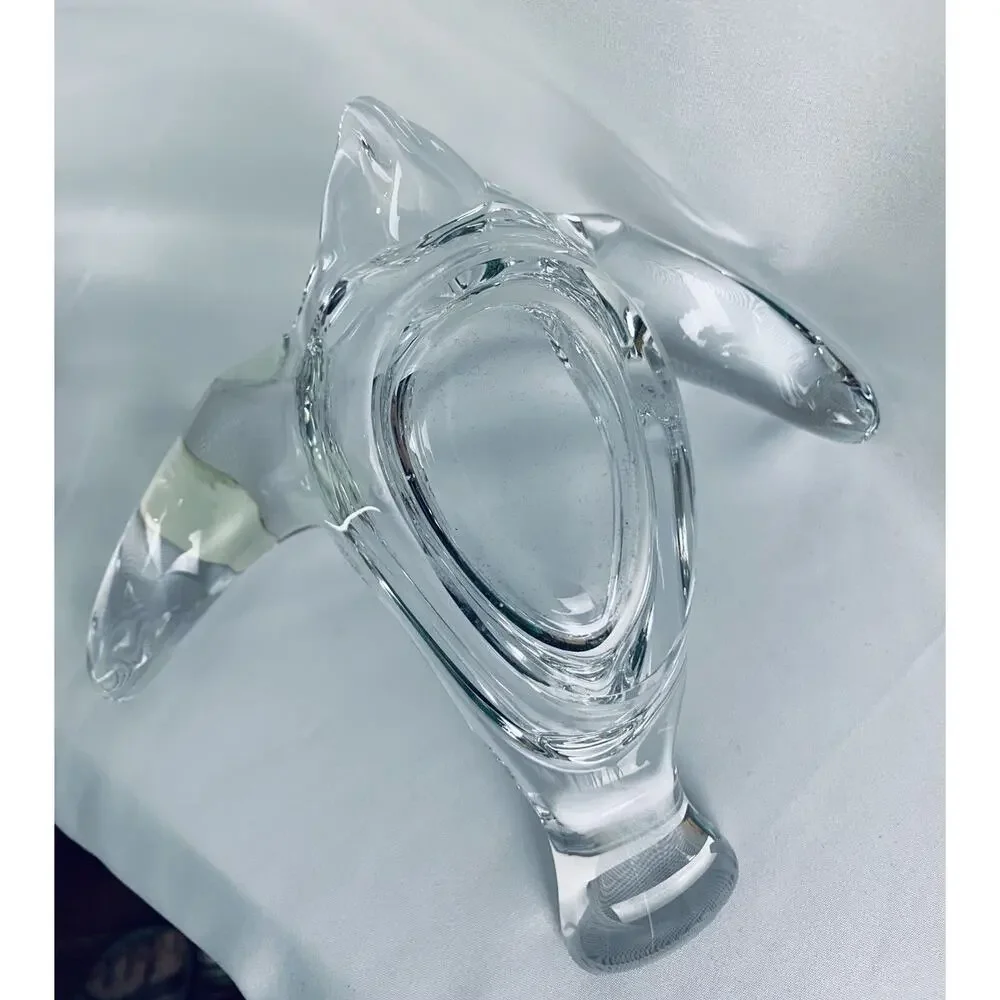 Princess House #458 French Lead Crystal Art Glass Bird Dove Bowl Dish